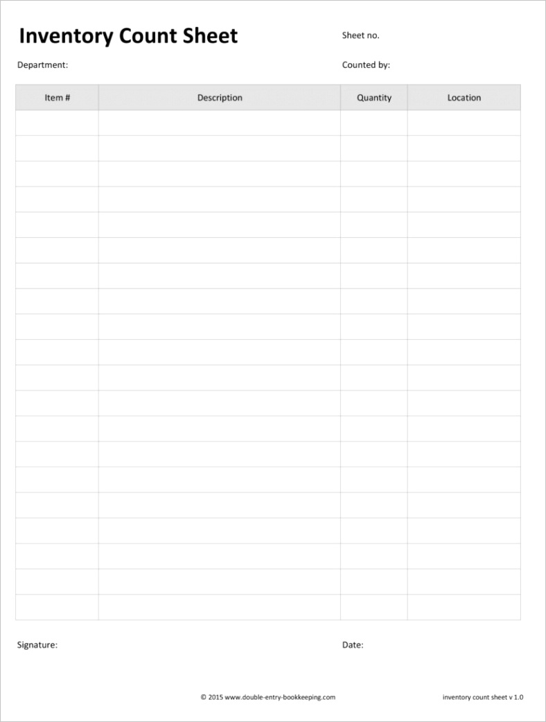 free inventory checklist templates