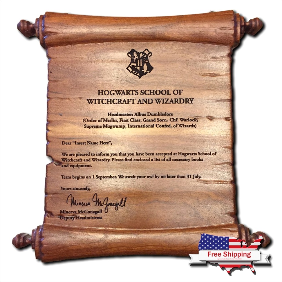personalized sign personalized acceptance letter hogwarts acceptance wood plaque harry potter harry potter acceptance cherry sign 4549
