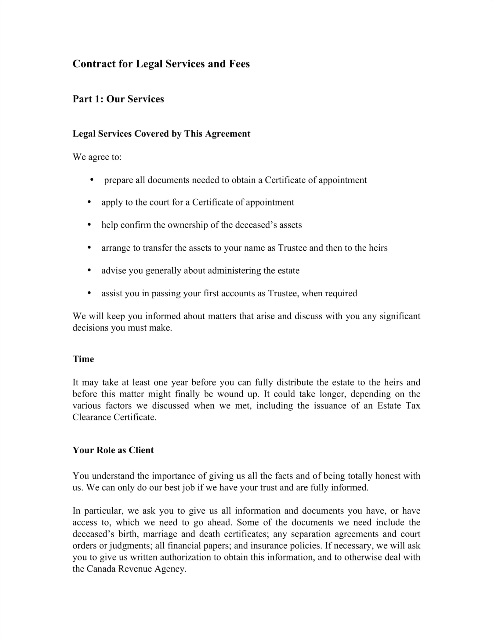 legal services contract formsml