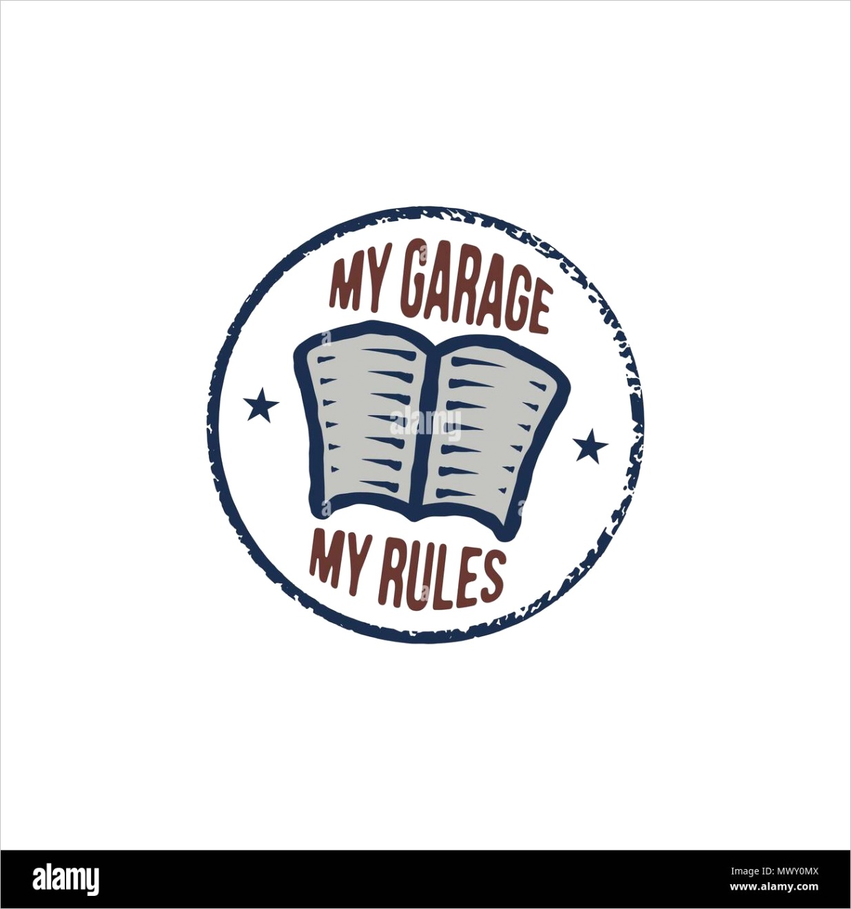 vintage hand drawn funny concept retro poster design for auto mechanic my garage my rules quote stock vector isolated on white background image ml