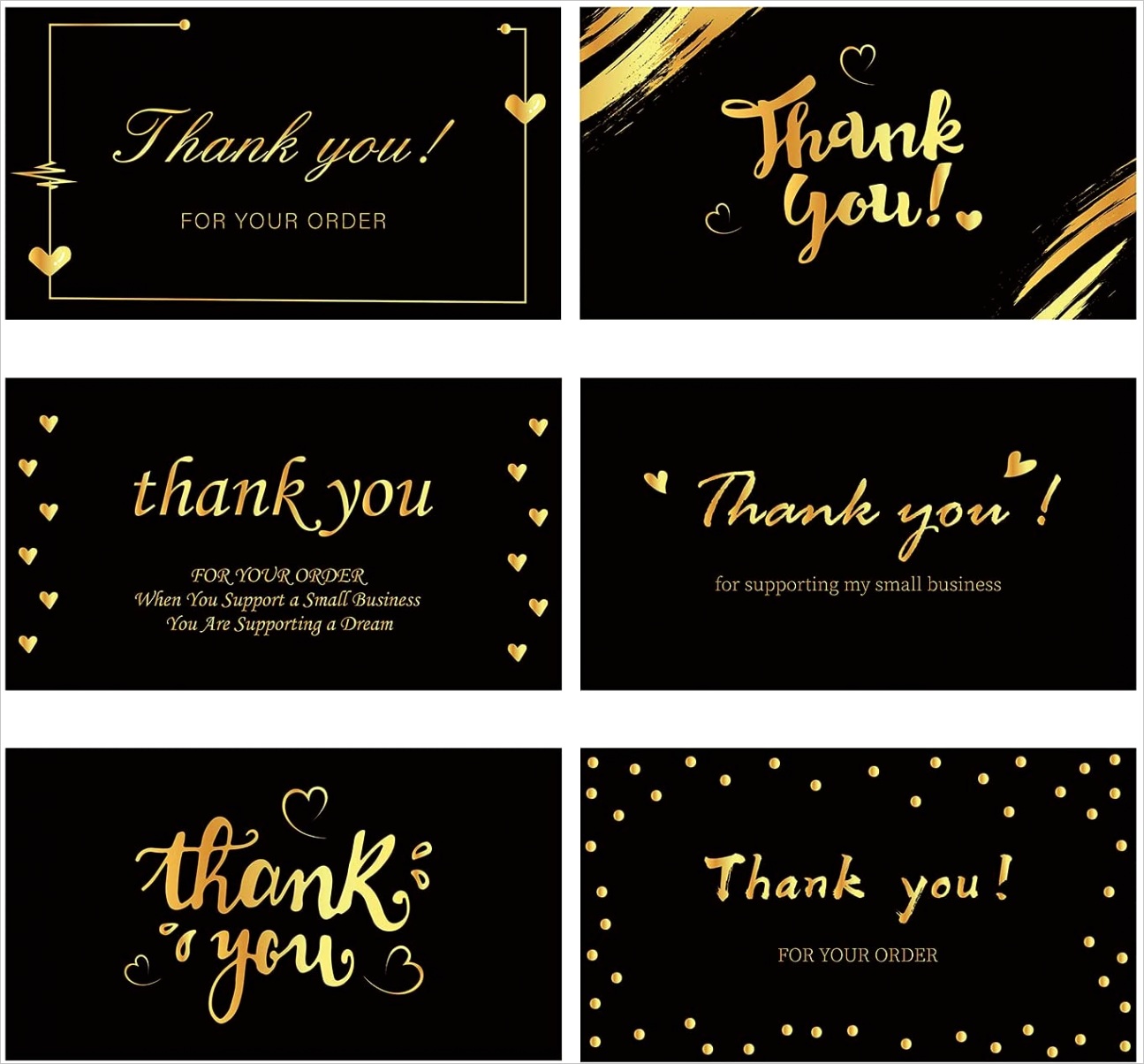 1CTR30R8C 252 thank you for supporting my small business cards 6 elegant gold foil design thank you for your order appreciation cards for small business
