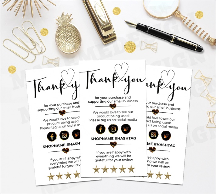 mini thank you for your order cards template small business insert card customer thank you modern packaging insert card instant editable