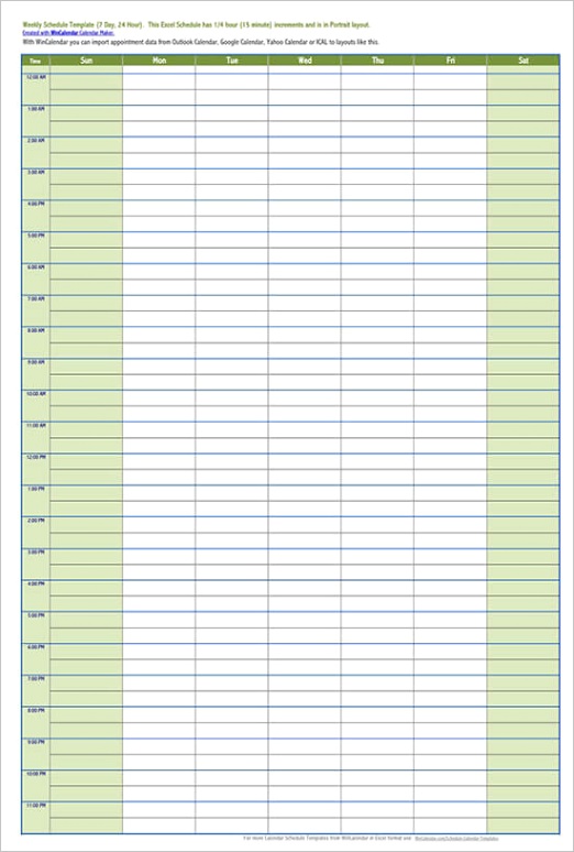 daily work schedule templates