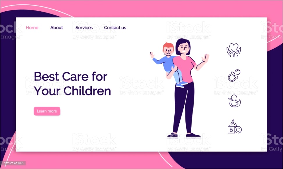 childcare service landing page template babysitting website interface idea with gm