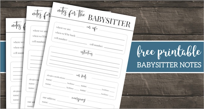 free printable babysitter notes template