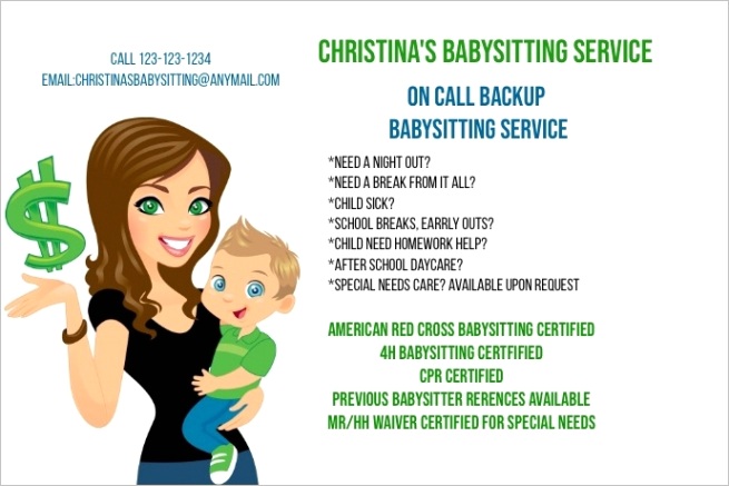babysitting service flyer template