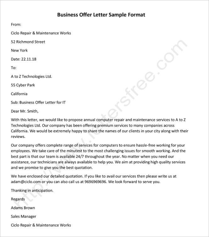 business offer letter