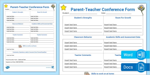 editable parent teacher conference form us c