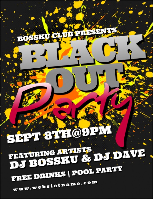 blackout party flyer design template