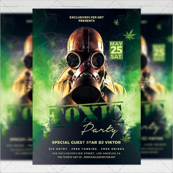 toxic party flyer club a5 template