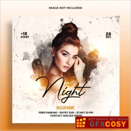 night party flyer template and web banner templateml