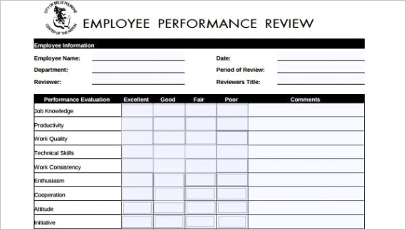 sample employee performance evaluation formml