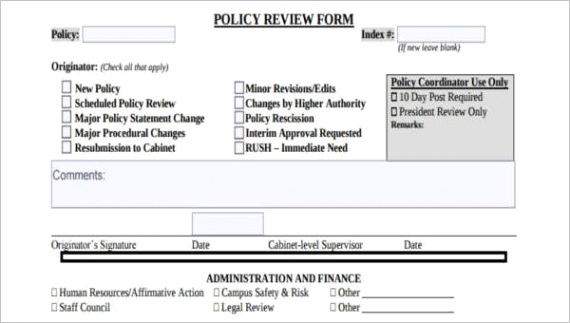 policy review formml
