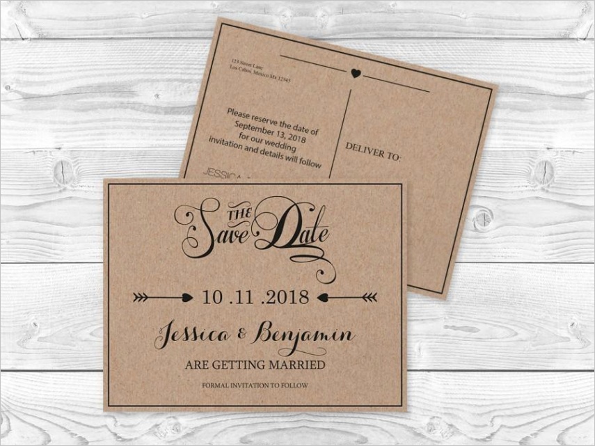 kraft paper save the date postcard templates rustic calligraphy handlettered typography editable printable pdf template diy you print