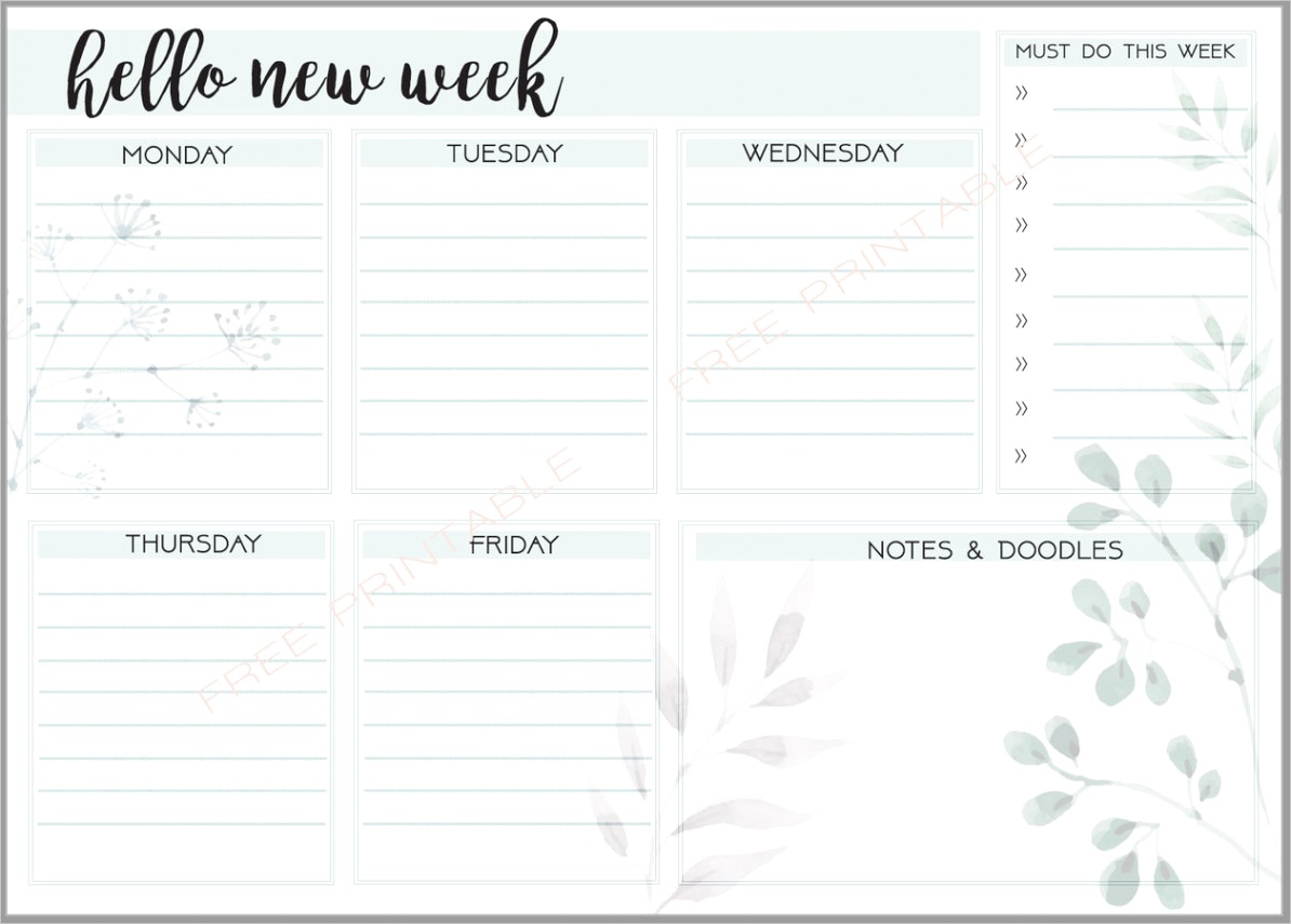 free pdf printable weekly planner