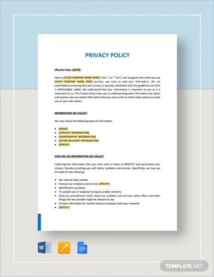 privacy policy template