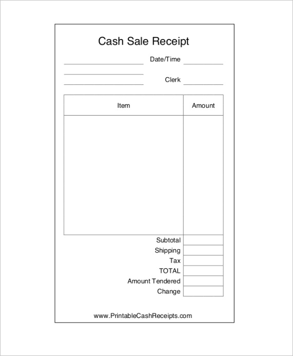free cash receipt templates