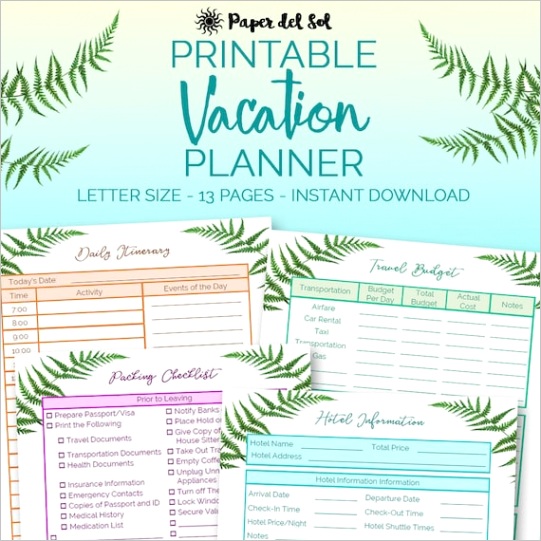 travel journal travel planner printable