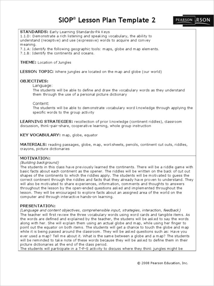 siop lesson plan template2 docx