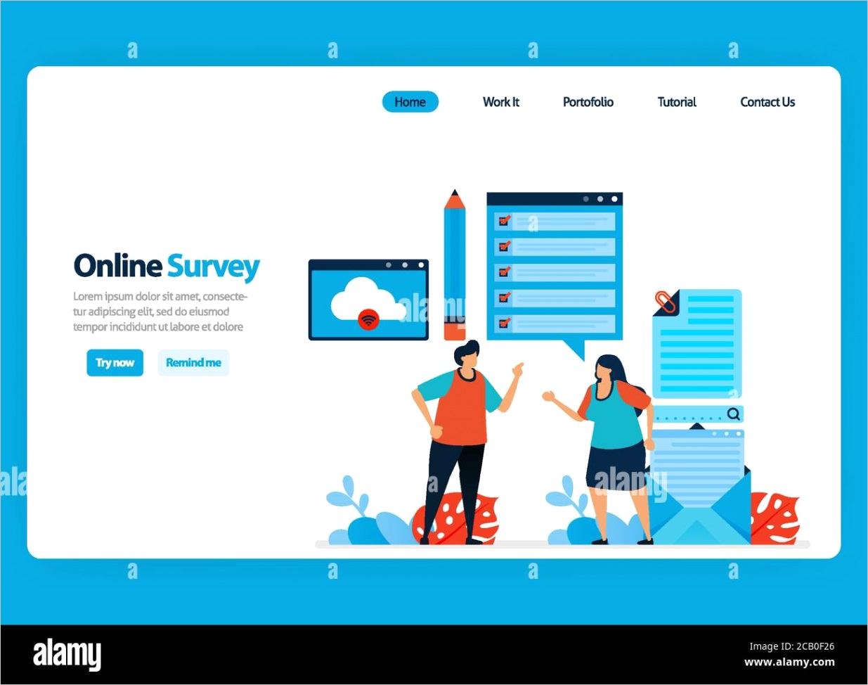 landing page design for online survey and exam filling out surveys with internet and validation software flat illustration for document template u image ml
