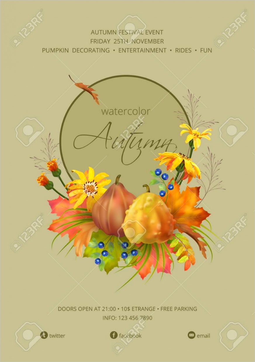 photo thanksgiving invitation card autumn festival flyer or poster template usable for any kind of event p