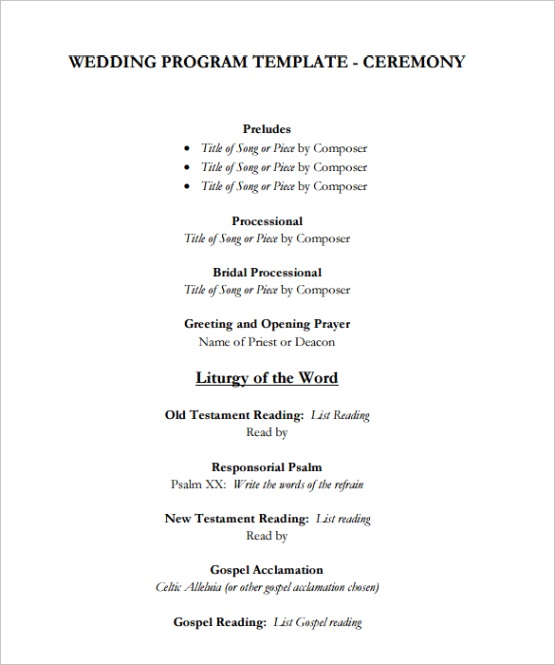 wedding program templateml