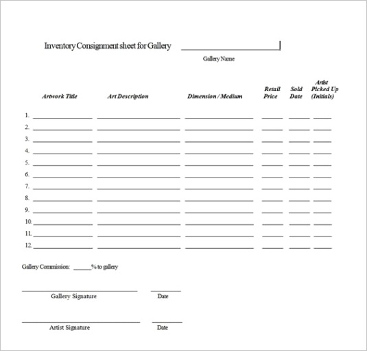 consignment agreement form templatesml
