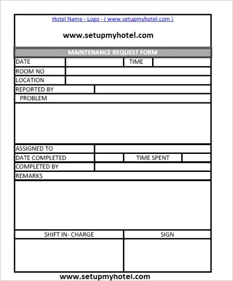125 maintainance request form for hotelml