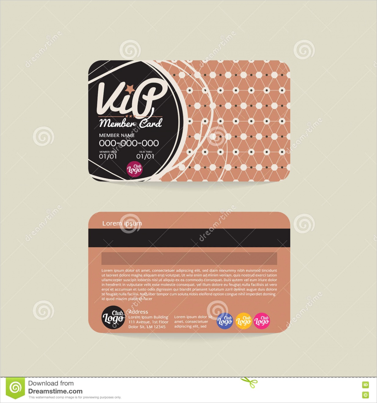 stock illustration front back vip member card template vector illustration image
