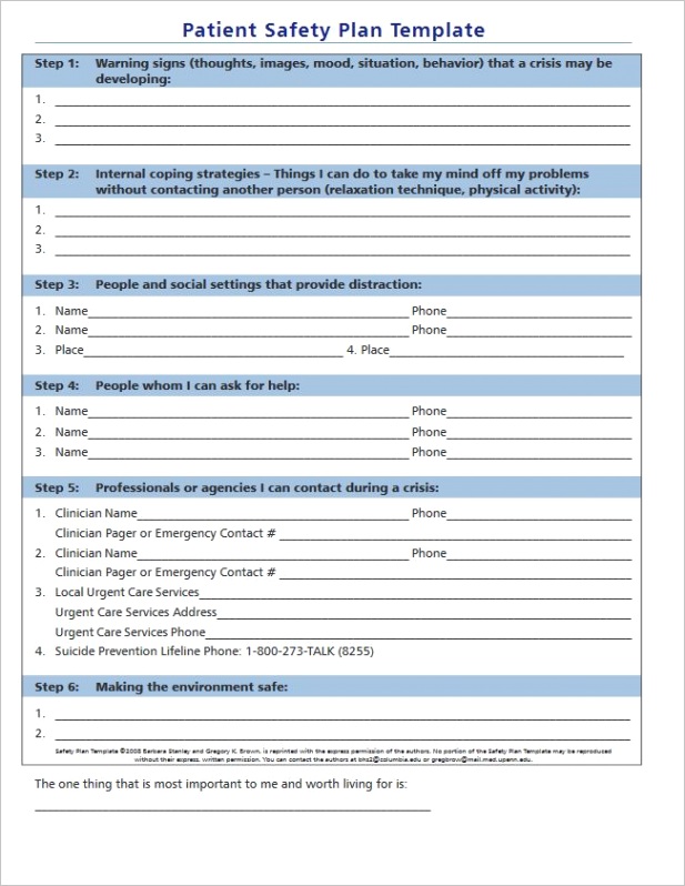 free safety plan template