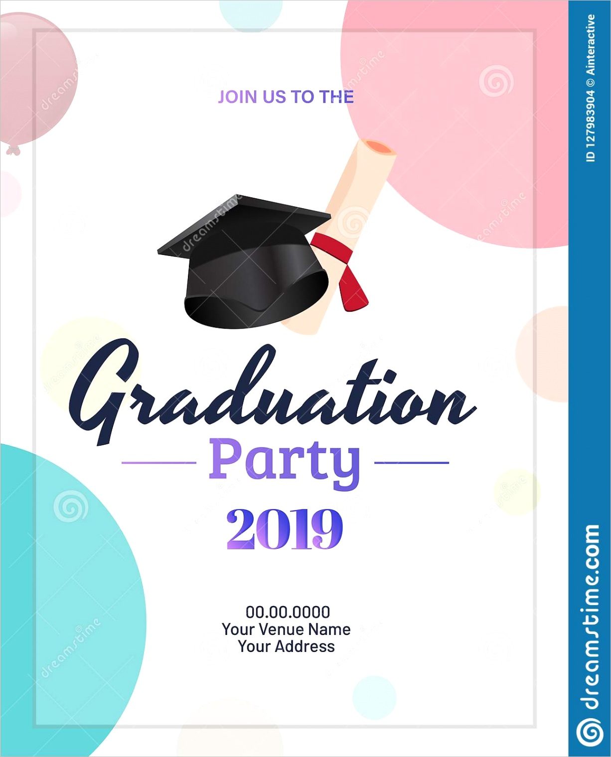 graduation party invitation card template design il illustration mortarboard diploma image