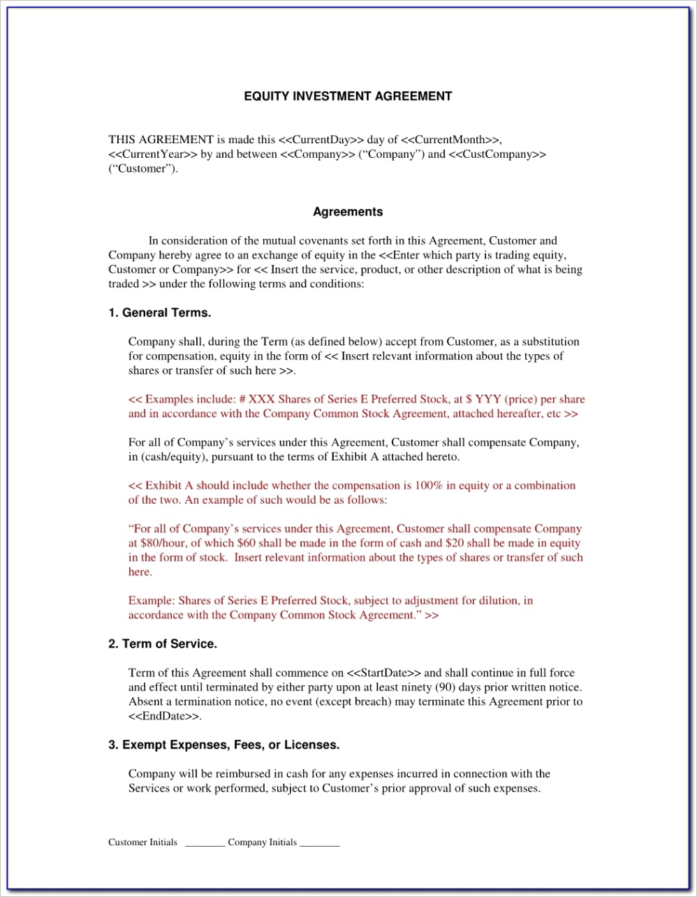 5 investment contract templates word excel pdf formats