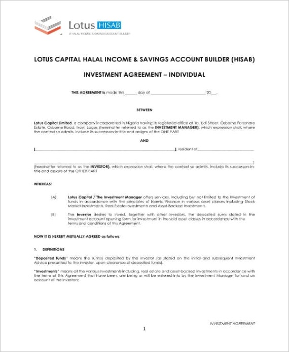 real estate investment agreement templates