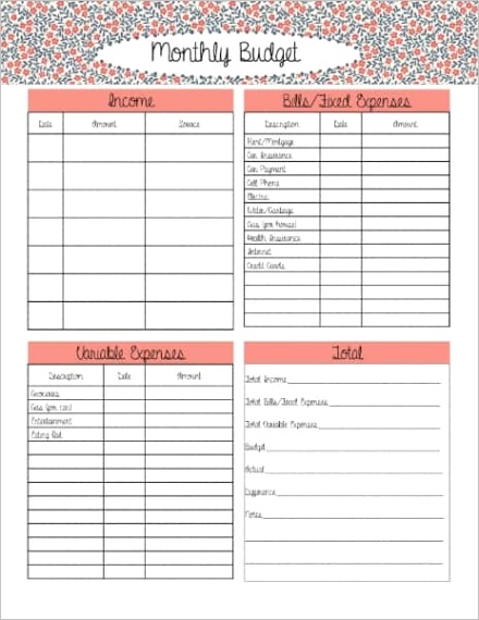 bud planner free printable monthly template