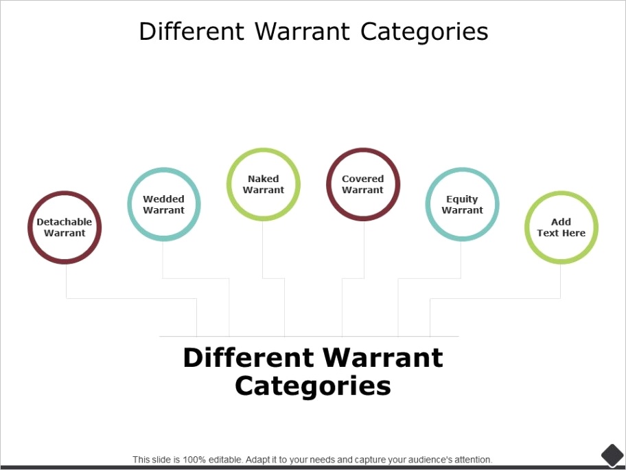 different warrant categories equity ppt powerpoint presentation outline templateml