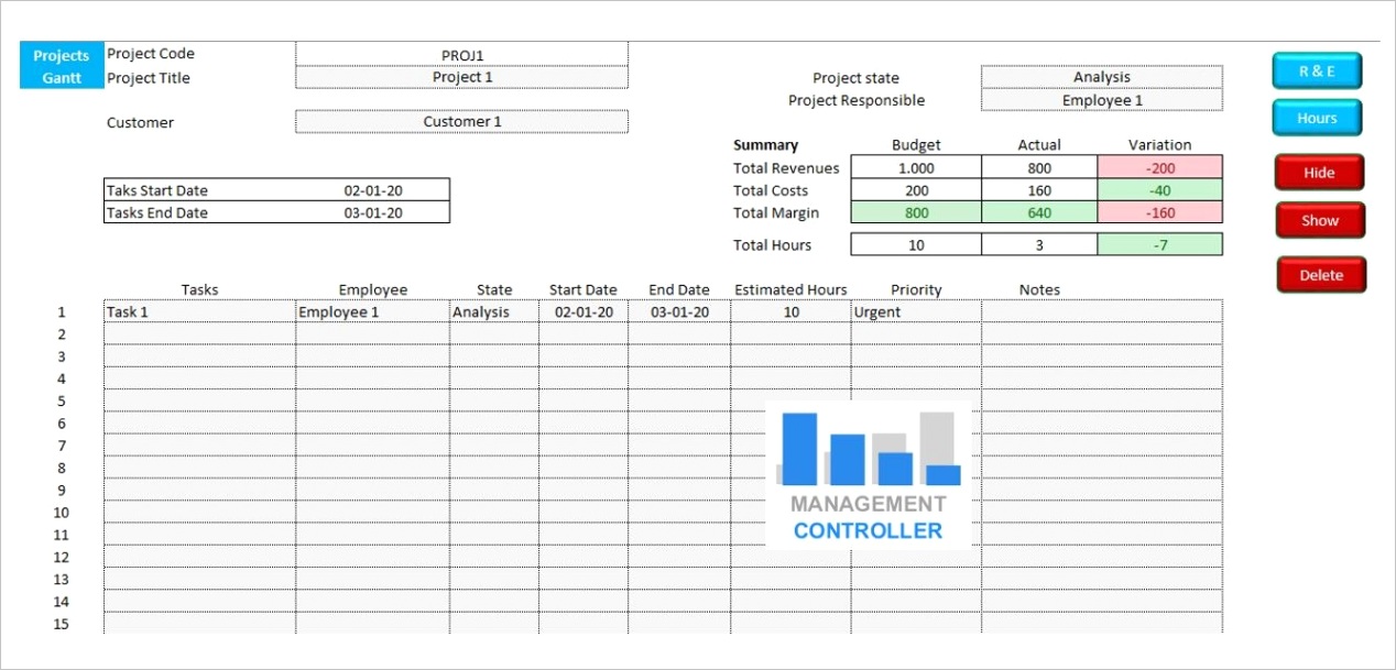 projects costs calculation and control m3 excel template