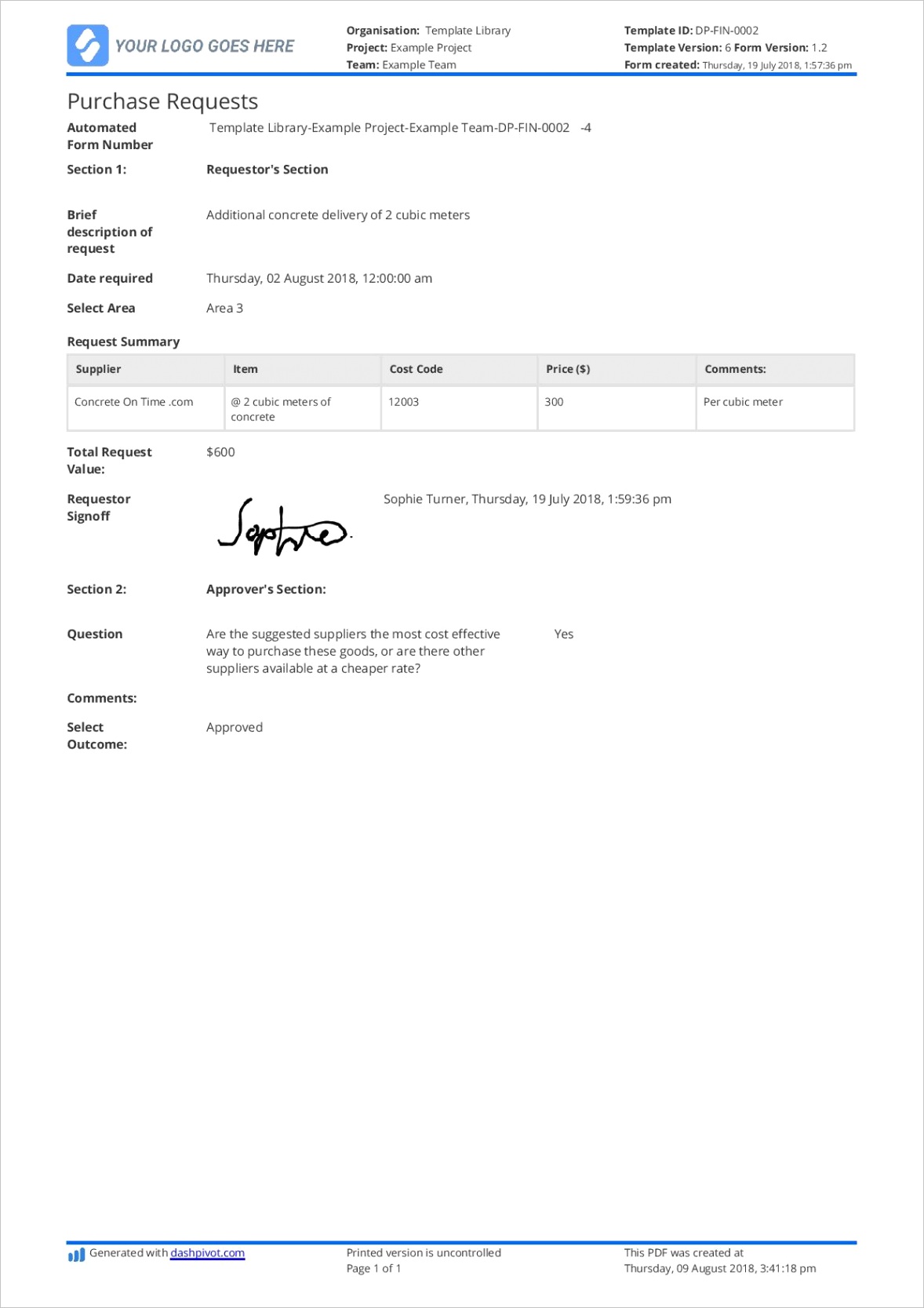 purchase request form template