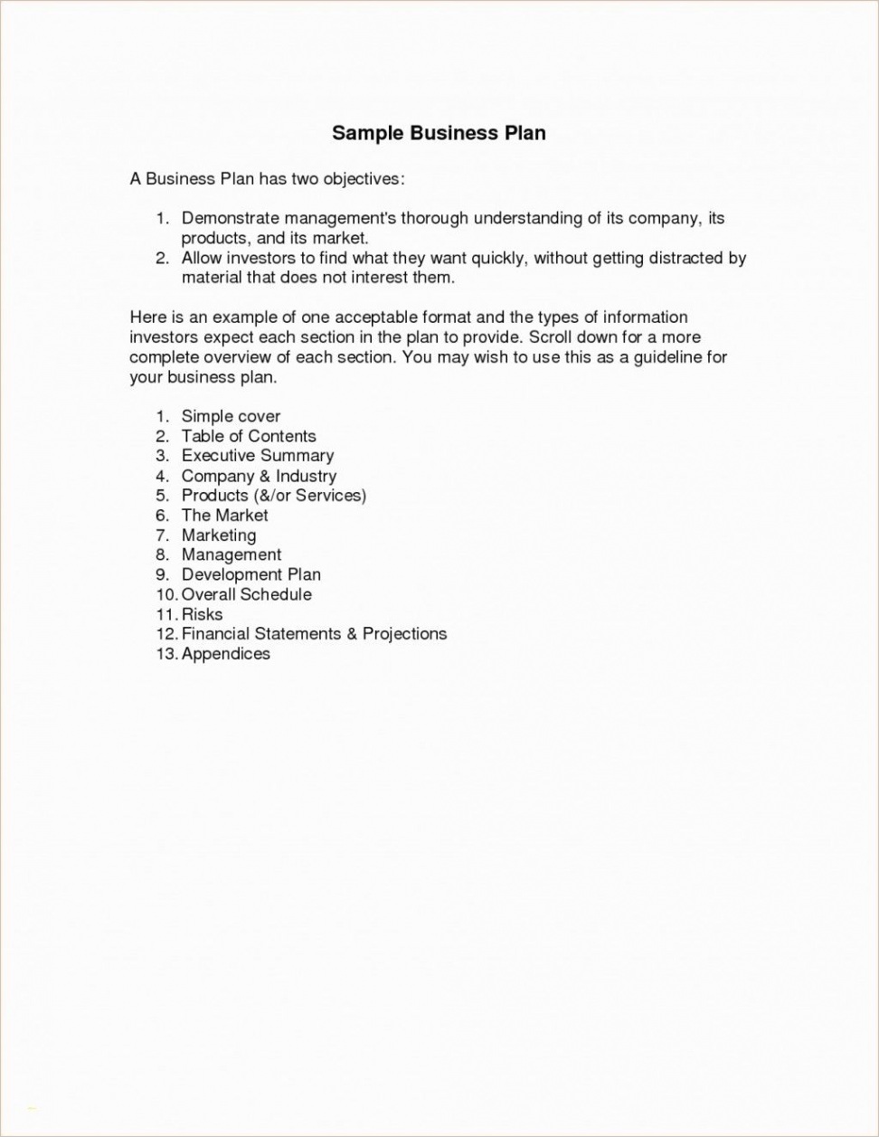 business plan template table of contentsml