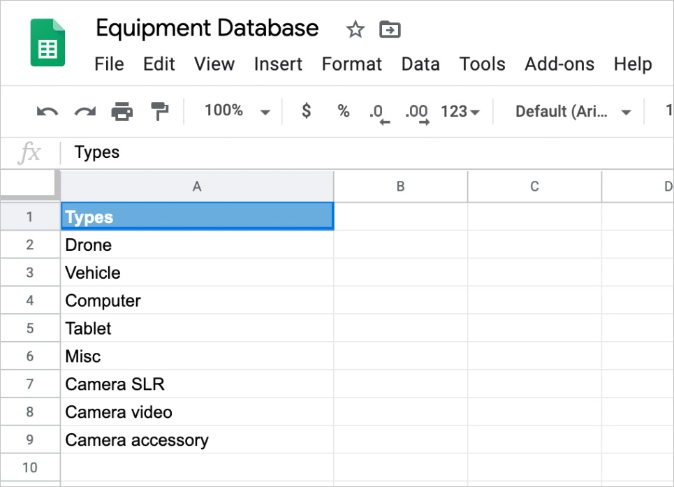 free equipment tracking management spreadsheet