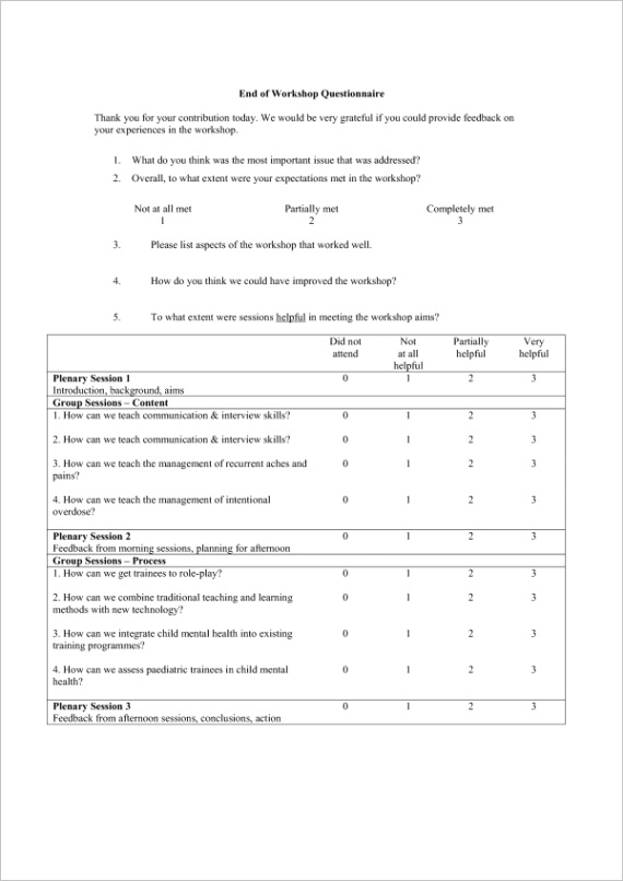 Post Workshop Evaluation Form fig1