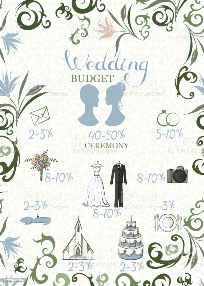 wedding bud template with hand drawn floral elements and objects gm