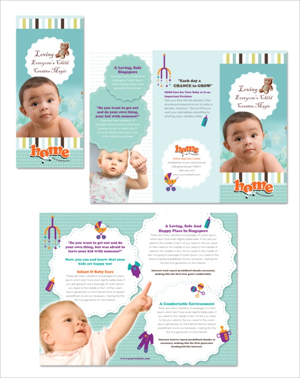 baby toddler child day care tri fold brochure template