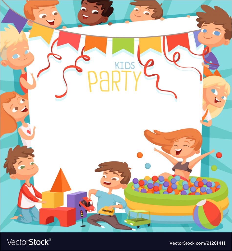 design template of kids party invitation vector