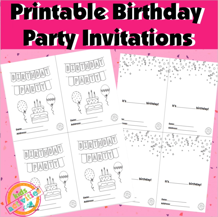 free printable birthday party invitations to color