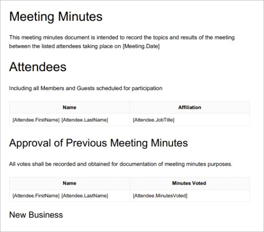 meeting minutes template