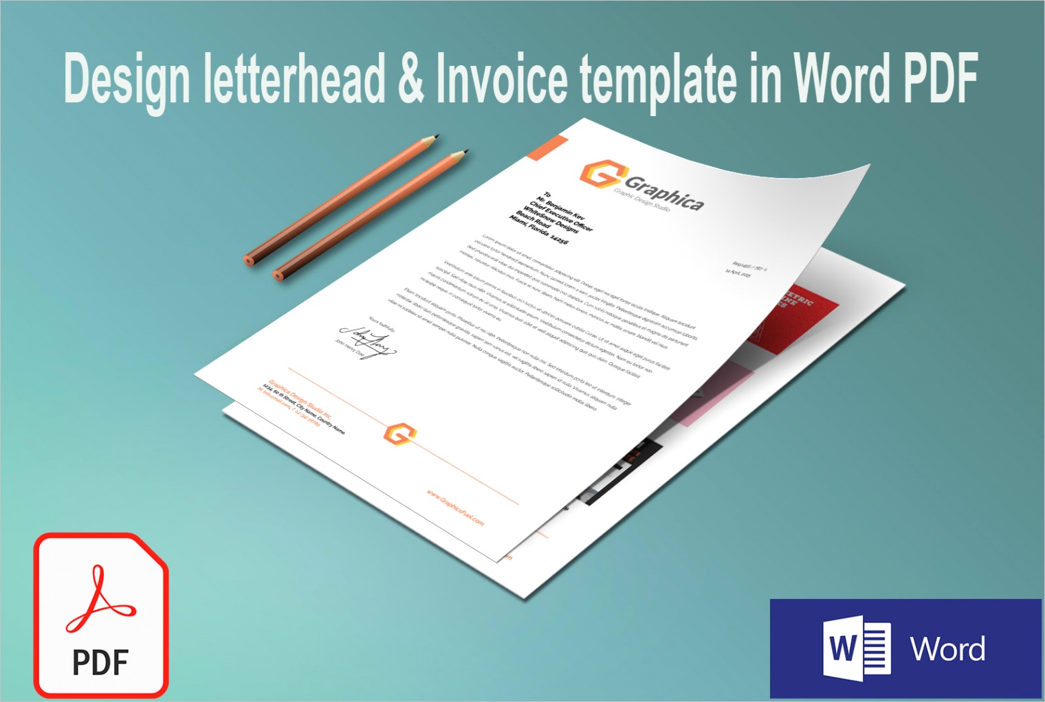 design editable letterhead cover page design invoice template in word pdf