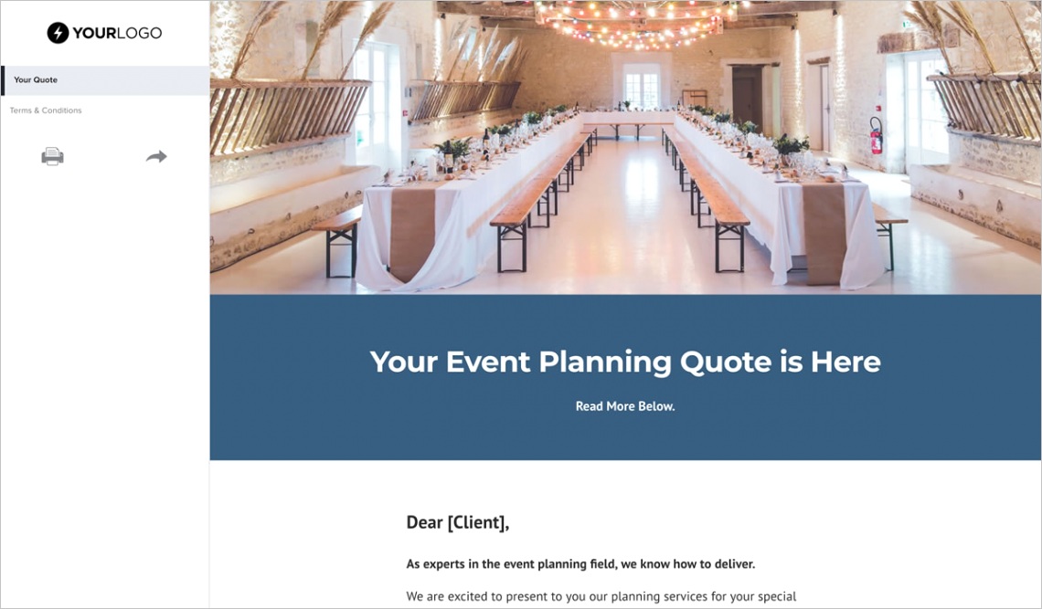 event planner quote template