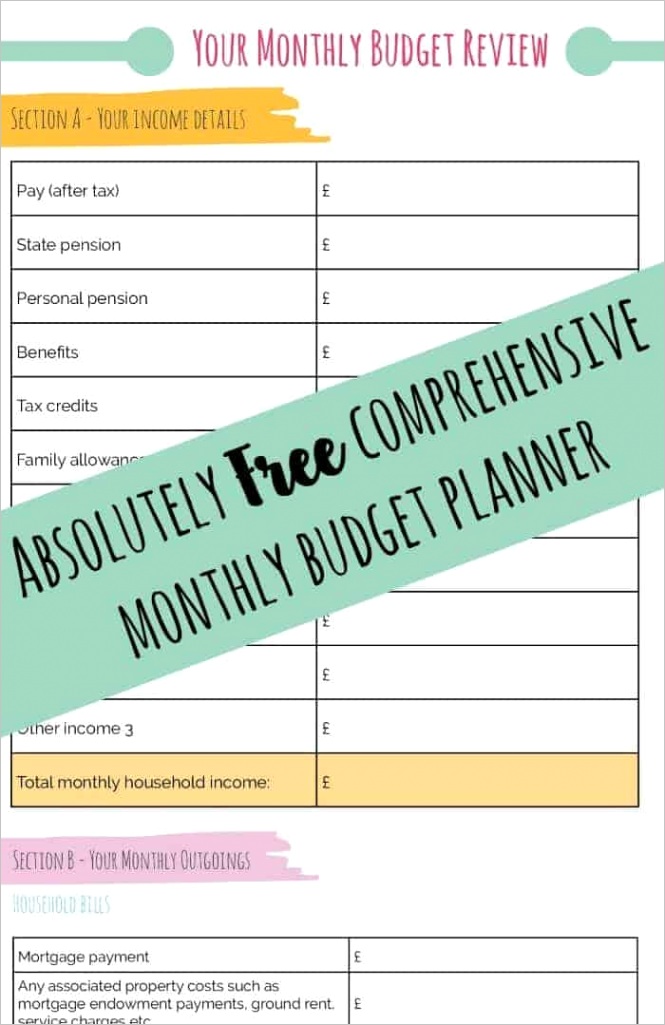 free monthly bud planner