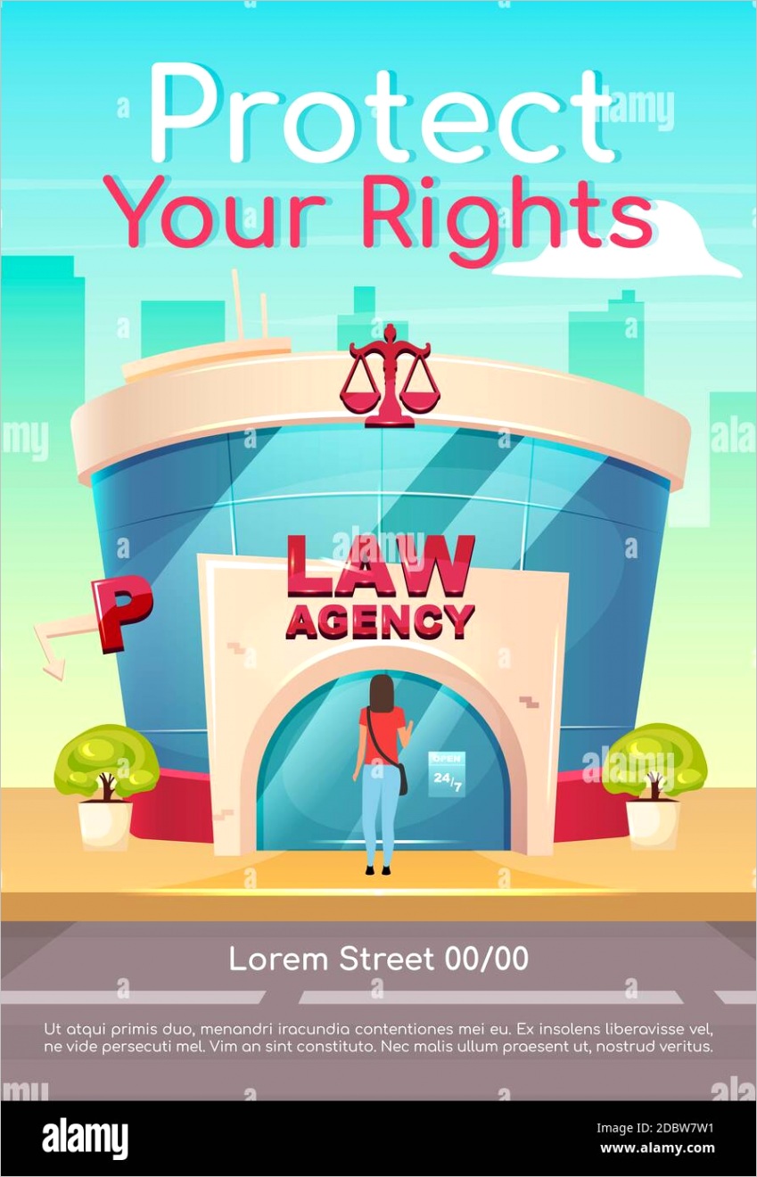 protect your rights poster flat vector template lawyer consultation legal advisor attorney aid brochure booklet one page concept design with cart image ml
