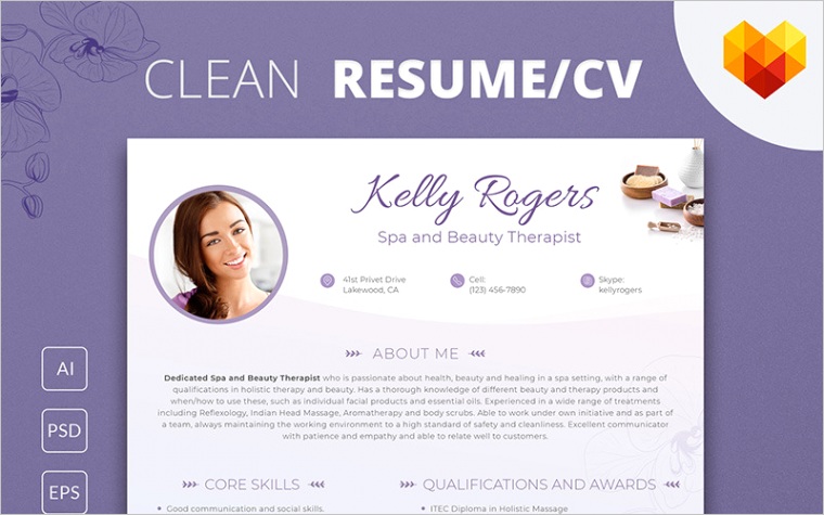 kelly ragers spa and beauty therapist resume template ml